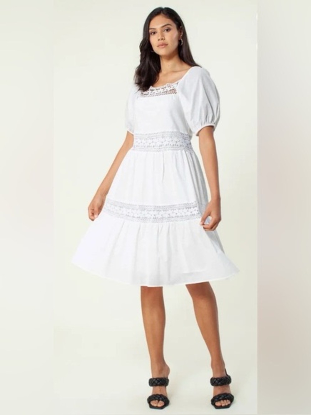 Hale Bob NWT White Lace Cotton Dress S